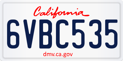 CA license plate 6VBC535