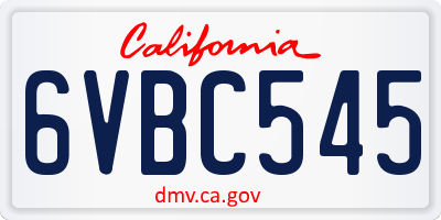 CA license plate 6VBC545