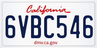 CA license plate 6VBC546