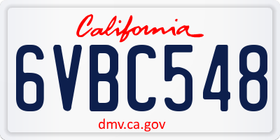 CA license plate 6VBC548
