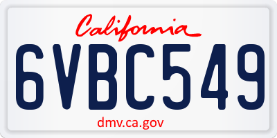 CA license plate 6VBC549