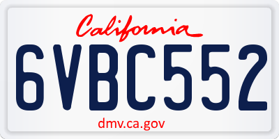 CA license plate 6VBC552