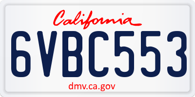 CA license plate 6VBC553
