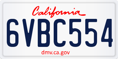 CA license plate 6VBC554
