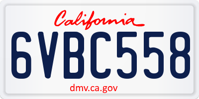 CA license plate 6VBC558