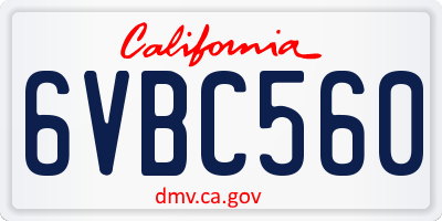 CA license plate 6VBC560
