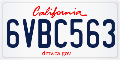 CA license plate 6VBC563