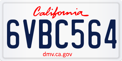 CA license plate 6VBC564