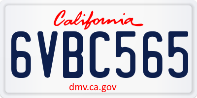 CA license plate 6VBC565