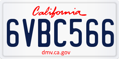 CA license plate 6VBC566