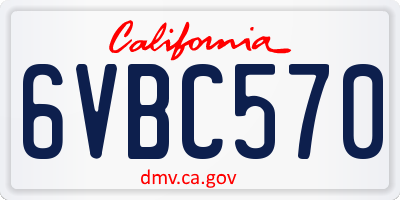 CA license plate 6VBC570