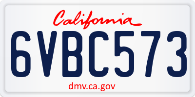 CA license plate 6VBC573