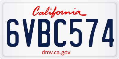 CA license plate 6VBC574