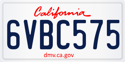 CA license plate 6VBC575
