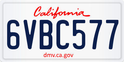 CA license plate 6VBC577