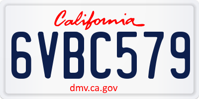 CA license plate 6VBC579