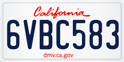 CA license plate 6VBC583