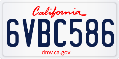 CA license plate 6VBC586