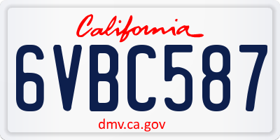 CA license plate 6VBC587