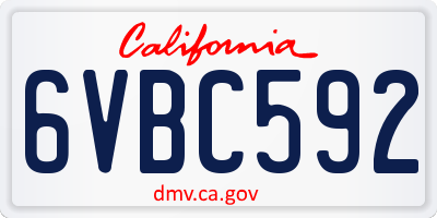 CA license plate 6VBC592