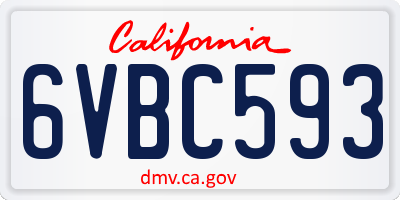 CA license plate 6VBC593