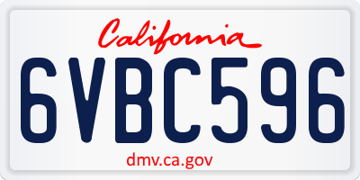 CA license plate 6VBC596