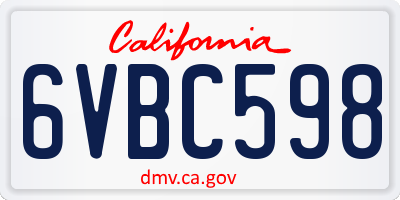 CA license plate 6VBC598