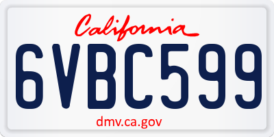 CA license plate 6VBC599