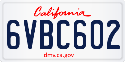 CA license plate 6VBC602