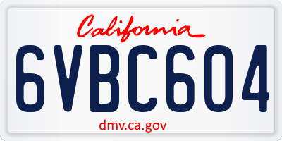 CA license plate 6VBC604