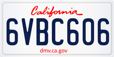 CA license plate 6VBC606