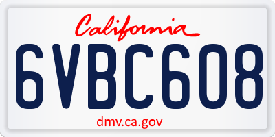 CA license plate 6VBC608