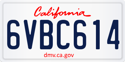 CA license plate 6VBC614