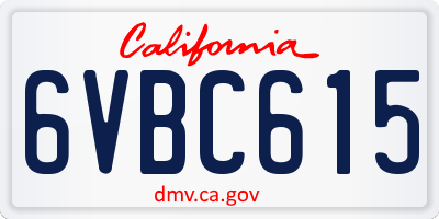 CA license plate 6VBC615