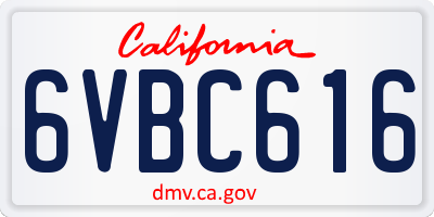 CA license plate 6VBC616