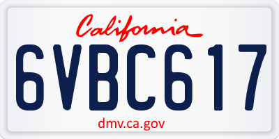 CA license plate 6VBC617