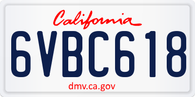 CA license plate 6VBC618