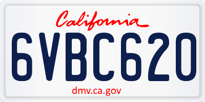 CA license plate 6VBC620