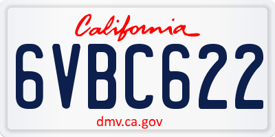 CA license plate 6VBC622