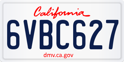 CA license plate 6VBC627