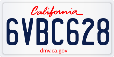 CA license plate 6VBC628