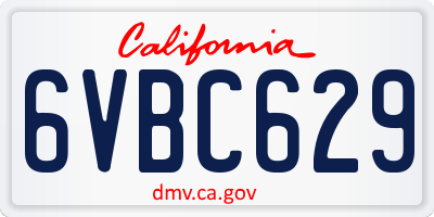 CA license plate 6VBC629