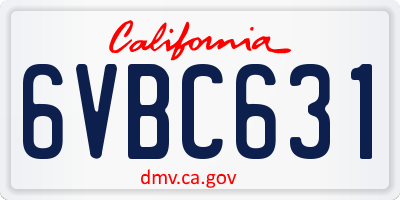 CA license plate 6VBC631