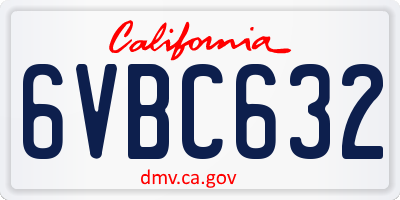 CA license plate 6VBC632