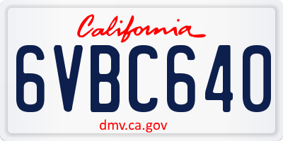 CA license plate 6VBC640