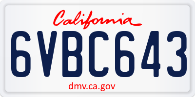 CA license plate 6VBC643