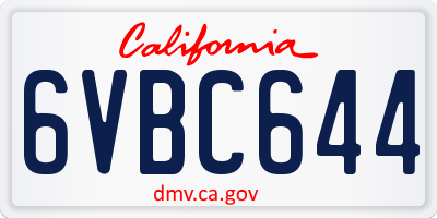 CA license plate 6VBC644