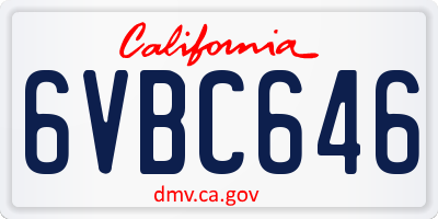 CA license plate 6VBC646
