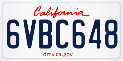 CA license plate 6VBC648