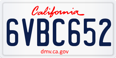 CA license plate 6VBC652